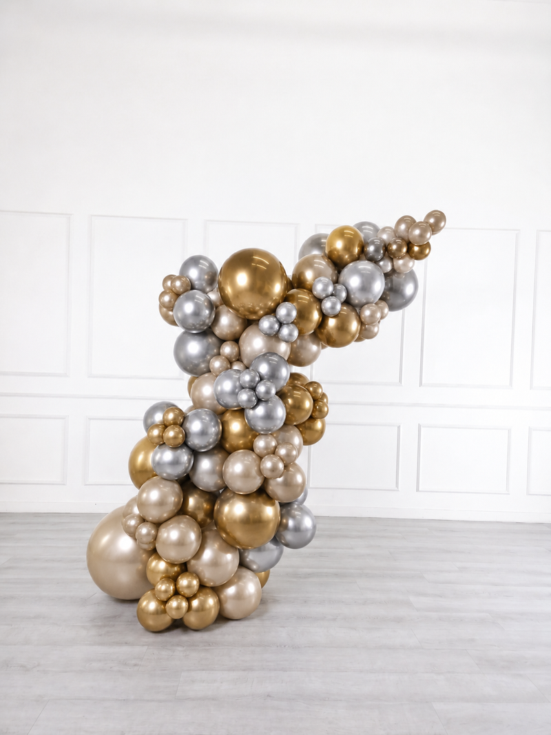 Ana Karina Balloons champagne glow freestanding balloon garland