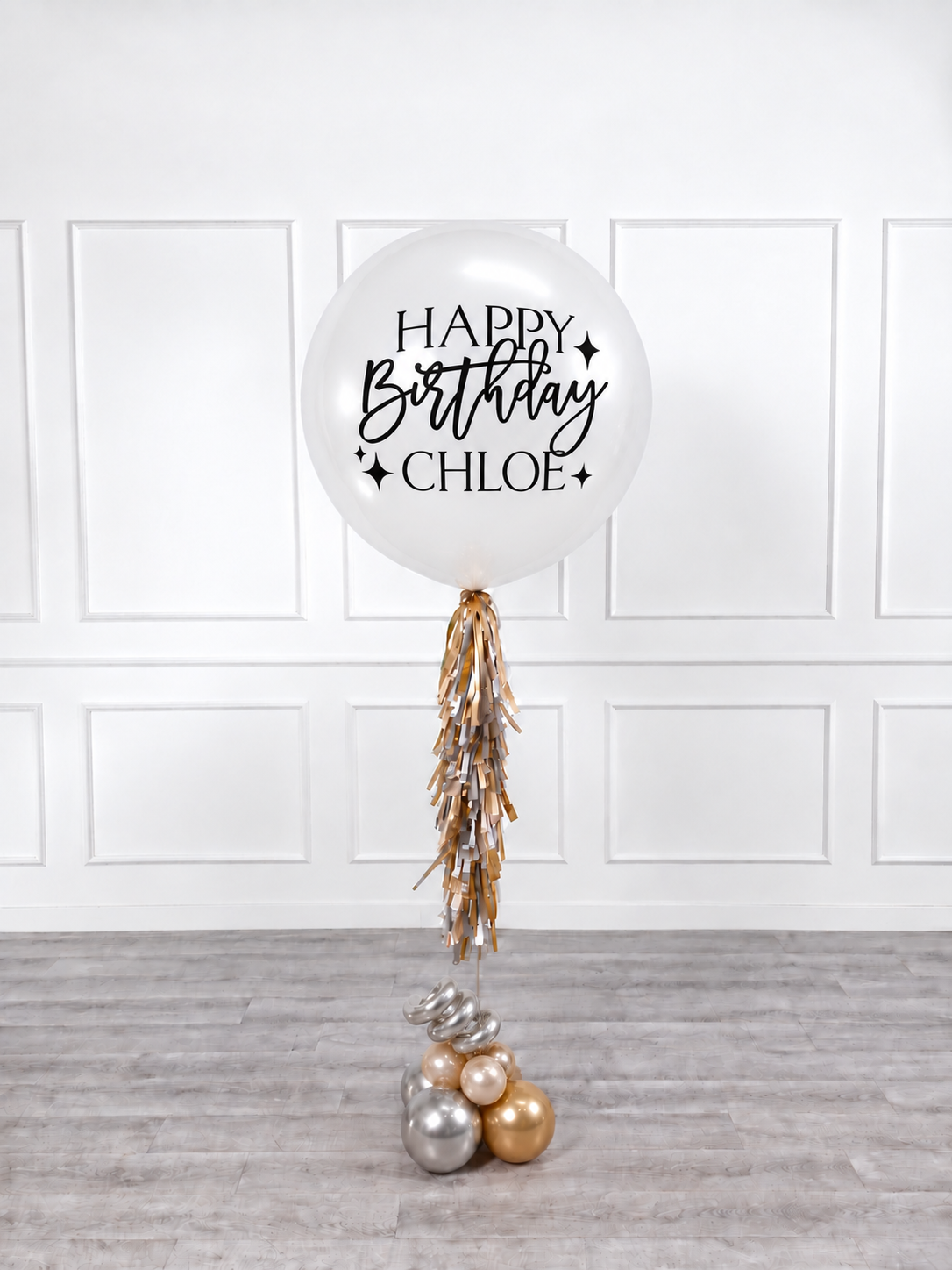 Ana Karina Balloons champagne glow personalized jumbo balloon