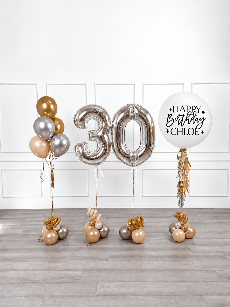 Ana Karina Balloons champagne glow personalized birthday balloon set classic