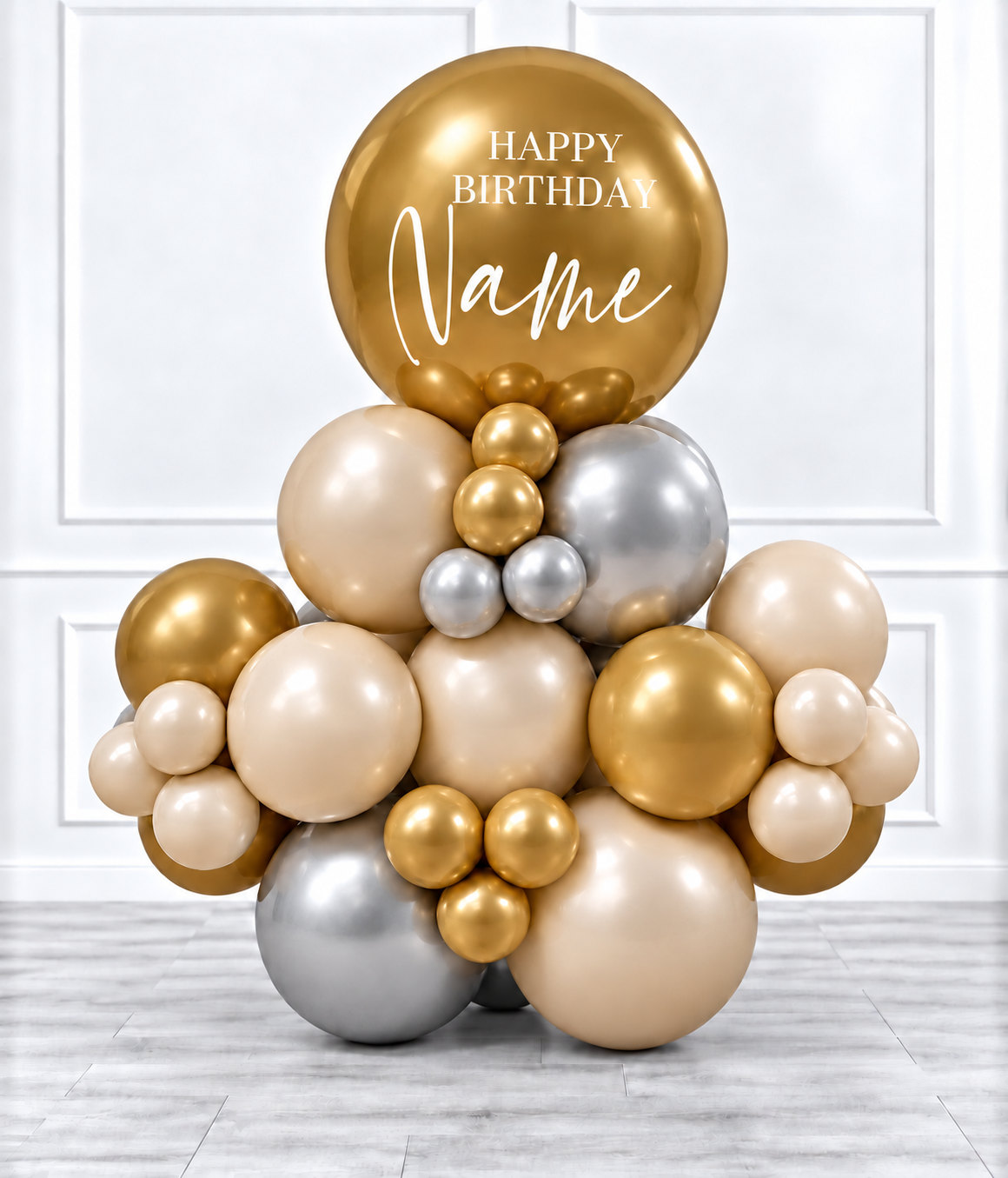 Ana Karina Balloons champagne glow personalized stack balloons