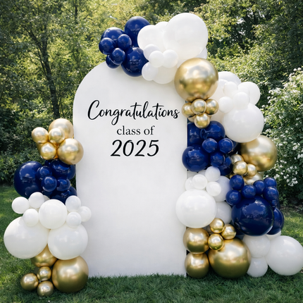 GRAD Custom Backdrop with Balloons Garland