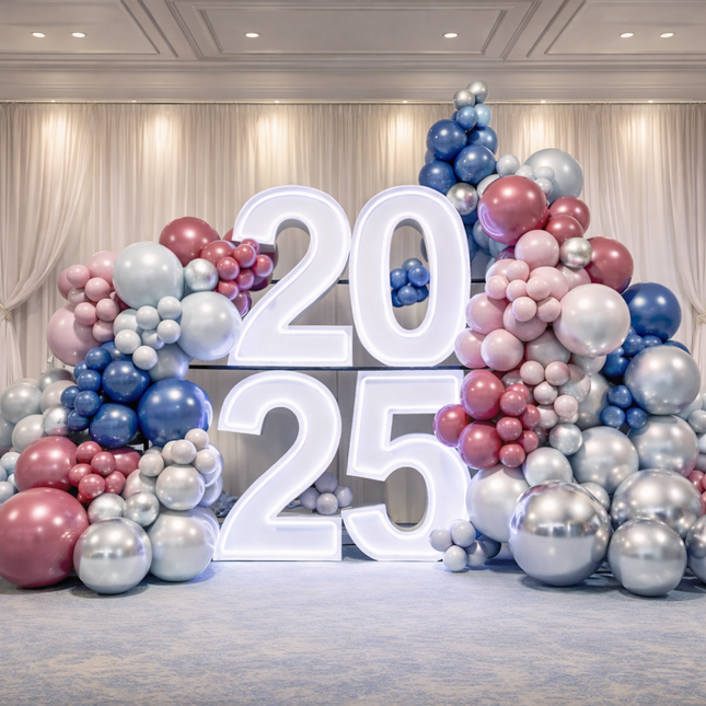 GRAD LED Marquee Letters & Numbers with balloon garland