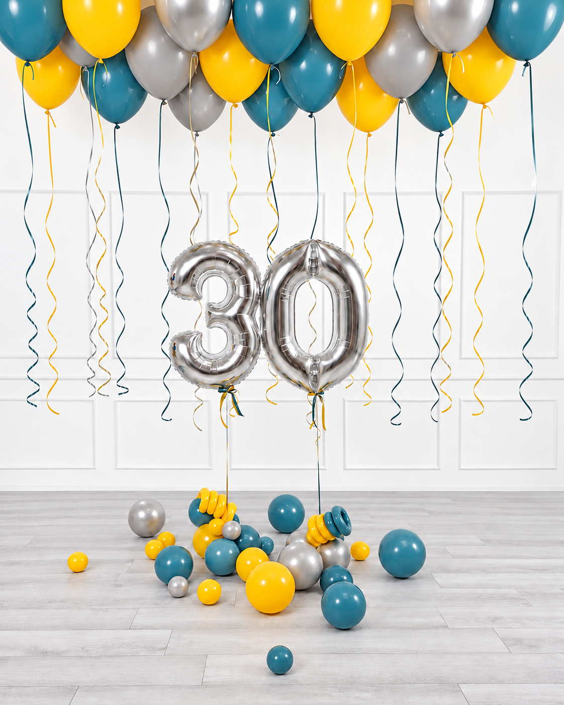 Ana Karina Balloons steel horizon ceiling balloon arrangement and number set