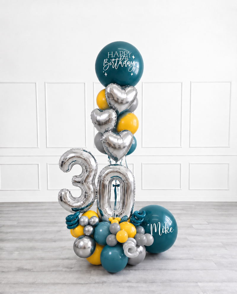Ana Karina Balloons steel horizon personalized balloon bouquet with foil hearts