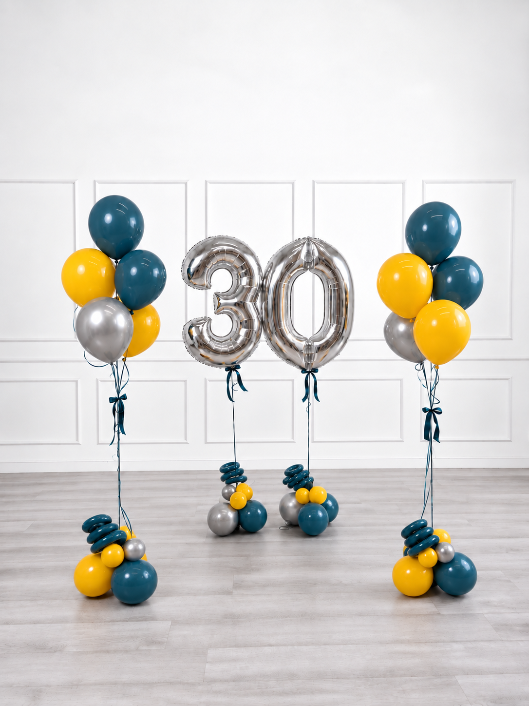 Ana Karina Balloons steel horizon milestone number and balloon bunches set
