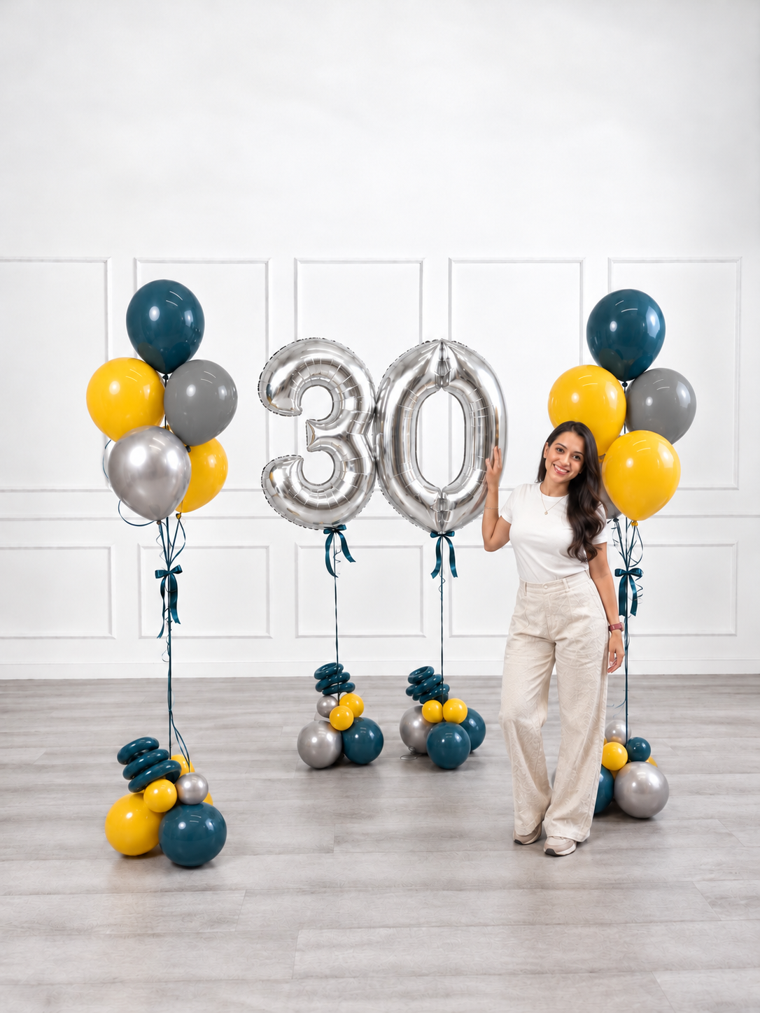Ana Karina Balloons steel horizon milestone number and balloon bunches set, additional product image