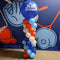 Balloon column with 'Jr. Jays' Fathers Day' theme in front of a blue background with sports graphics.