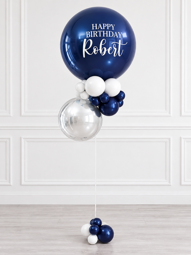 Midnight Silver - Personalized Floating Balloon Cluster