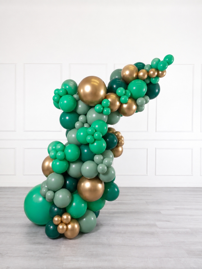 Ana Karina Balloons emerald forest freestanding balloon garland