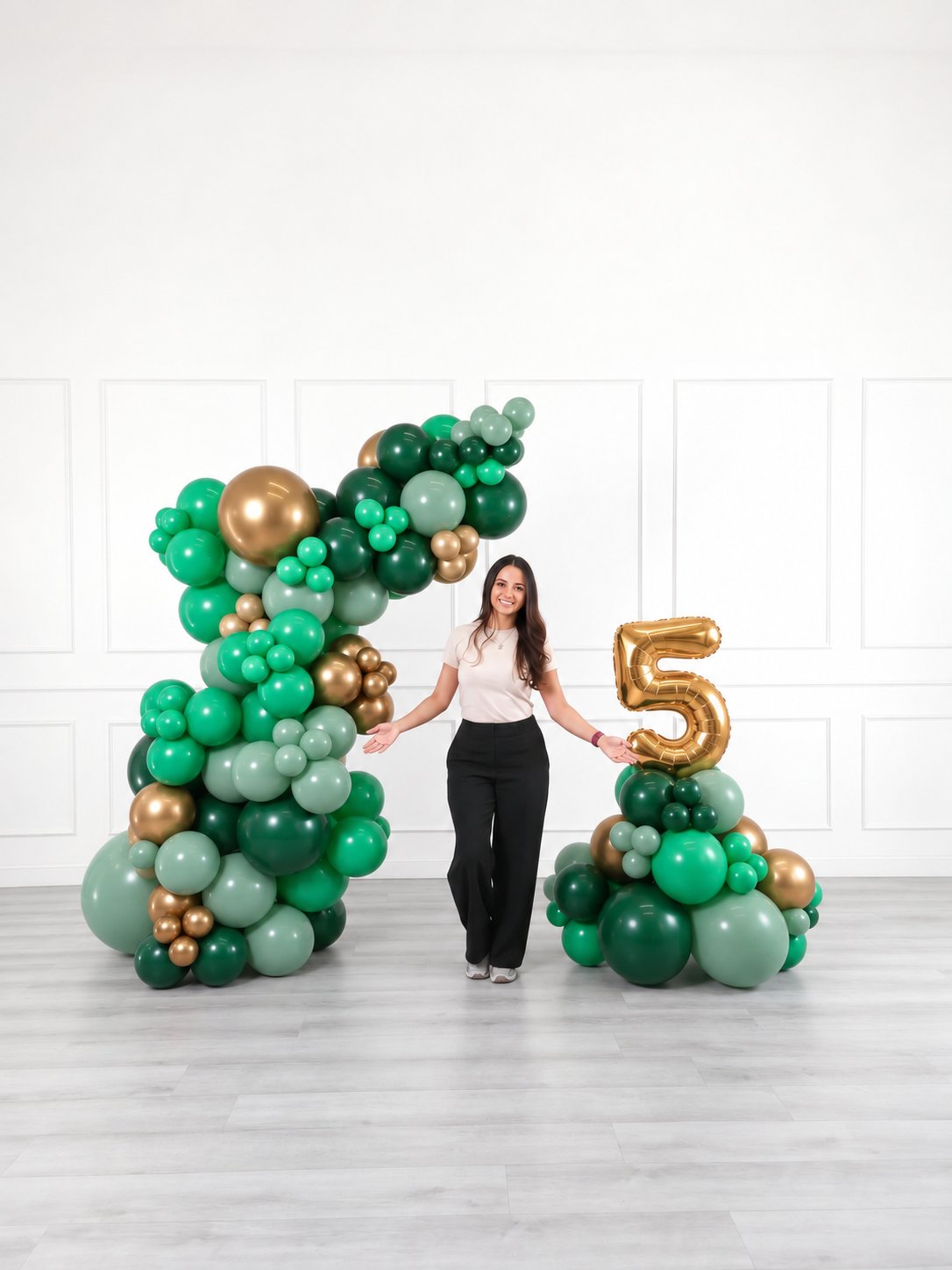 Ana Karina Balloons emerald forest freestanding balloon garland and number stack set, additional product image