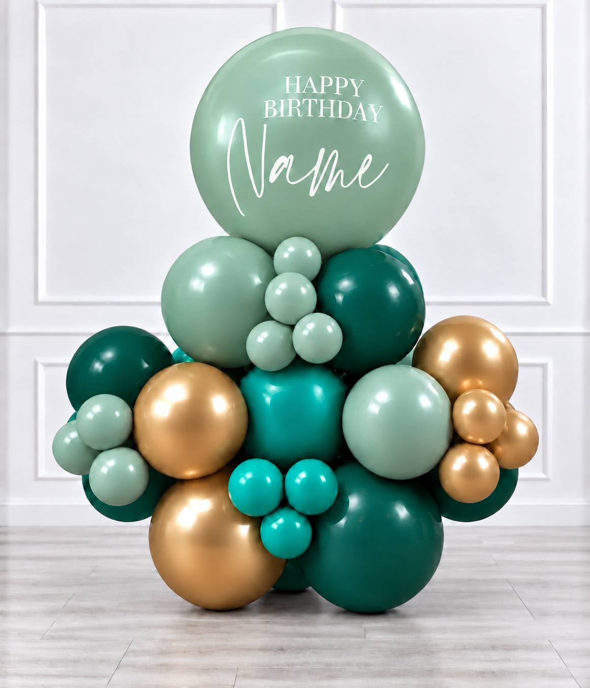 Ana Karina Balloons emerald forest personalized stack balloons