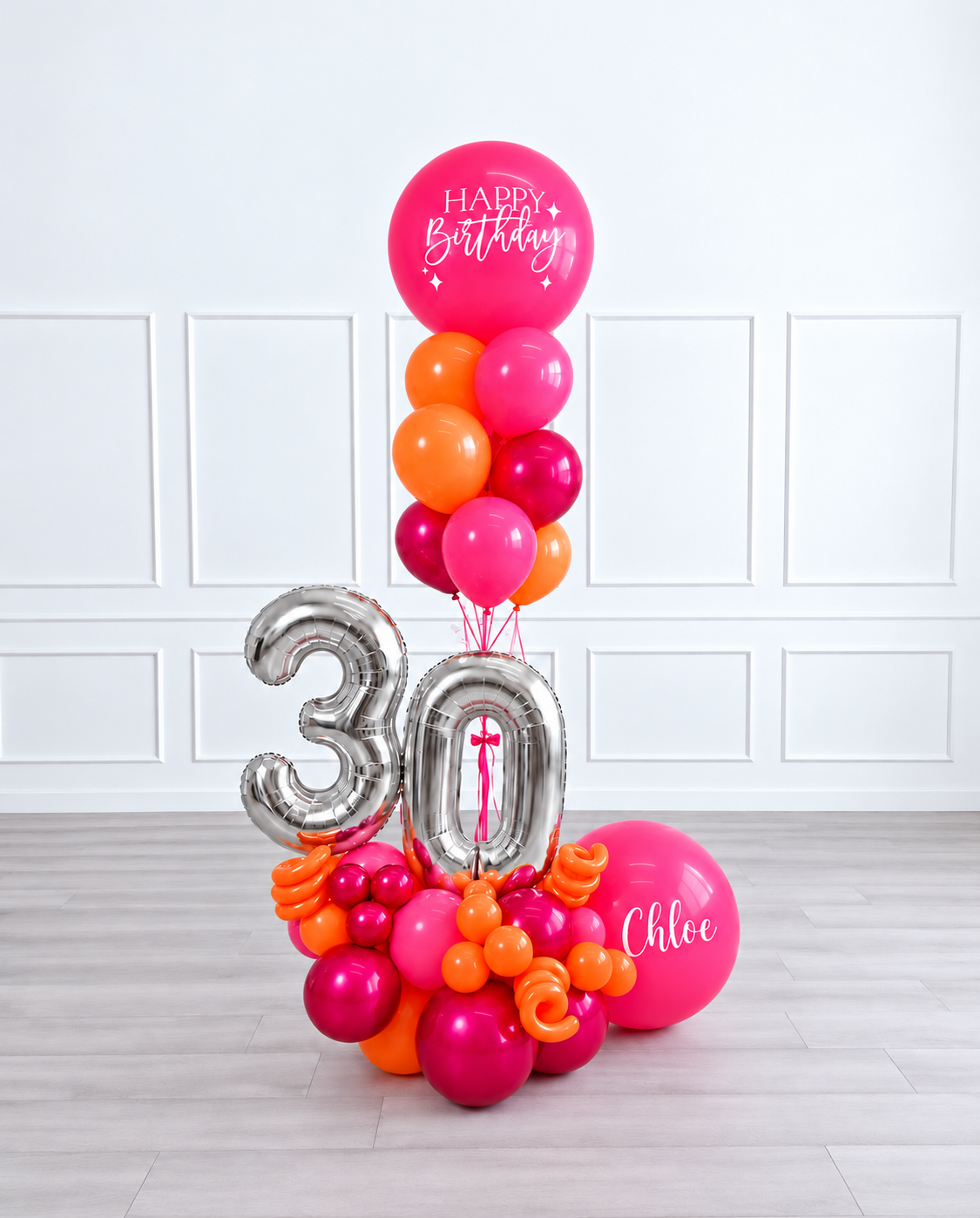 Ana Karina Balloons fire burst personalized balloon bouquet with classic balloons