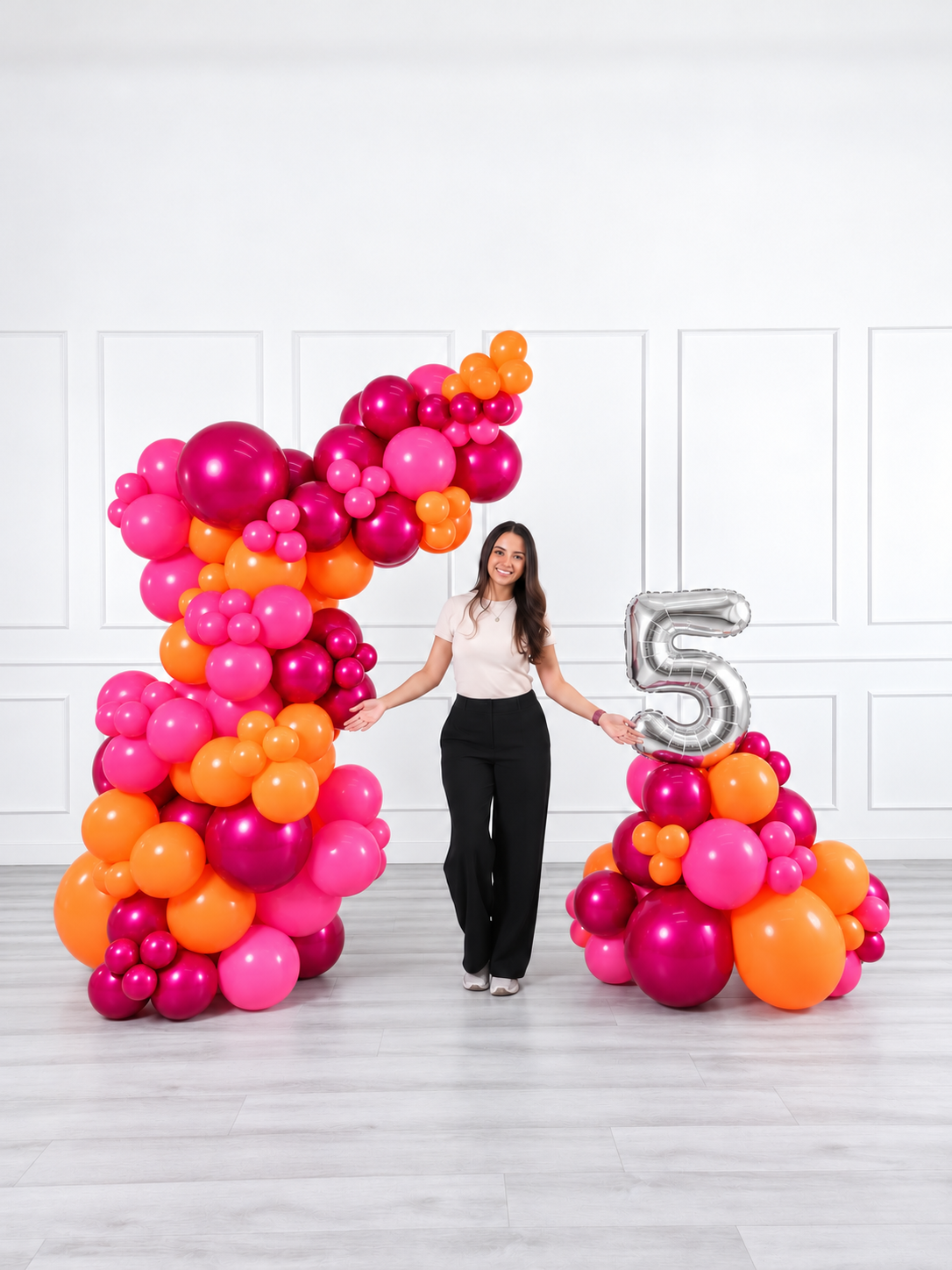 Ana Karina Balloons fire burst freestanding balloon garland and number stack set, additional product image