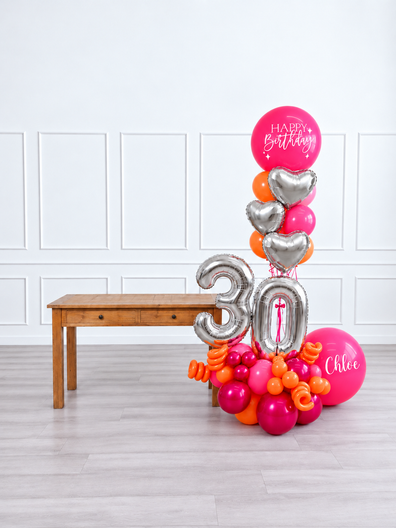 Ana Karina Balloons fire burst personalized balloon bouquet with foil hearts, additional product image