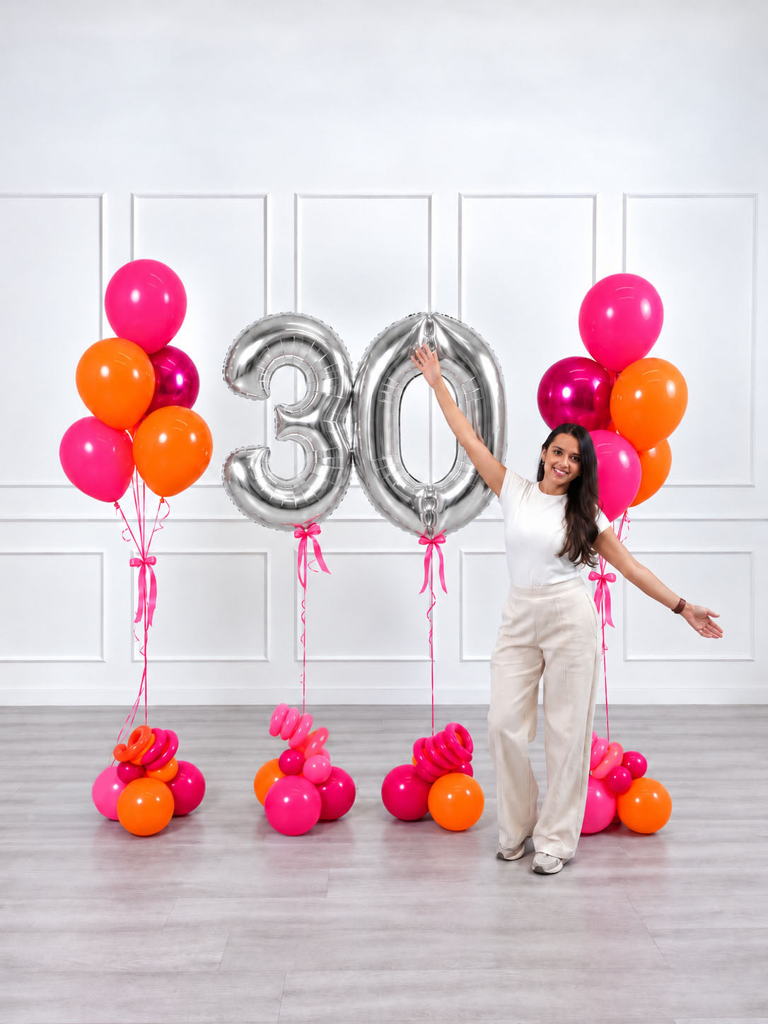 Ana Karina Balloons fire burst milestone number and balloon bunches set, additional product image