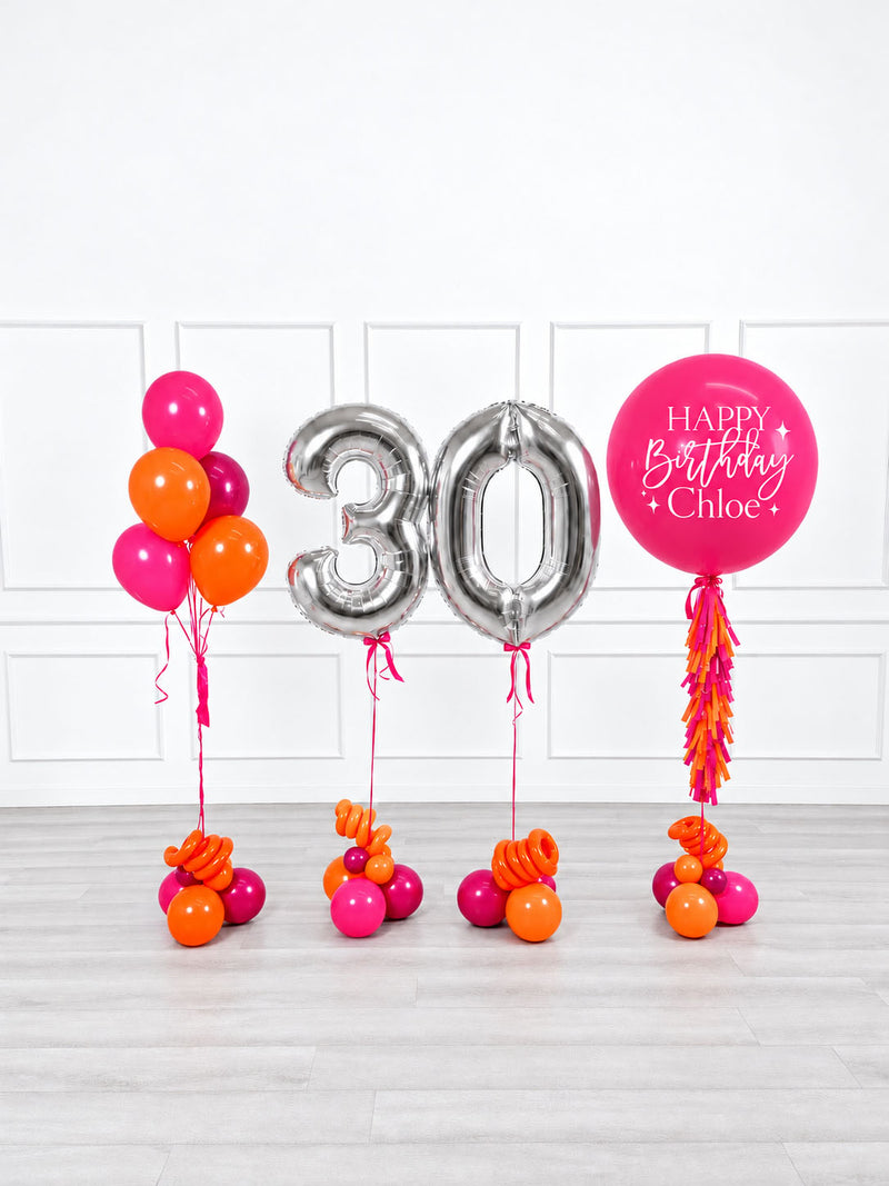 Ana Karina Balloons fire burst personalized birthday balloon set classic