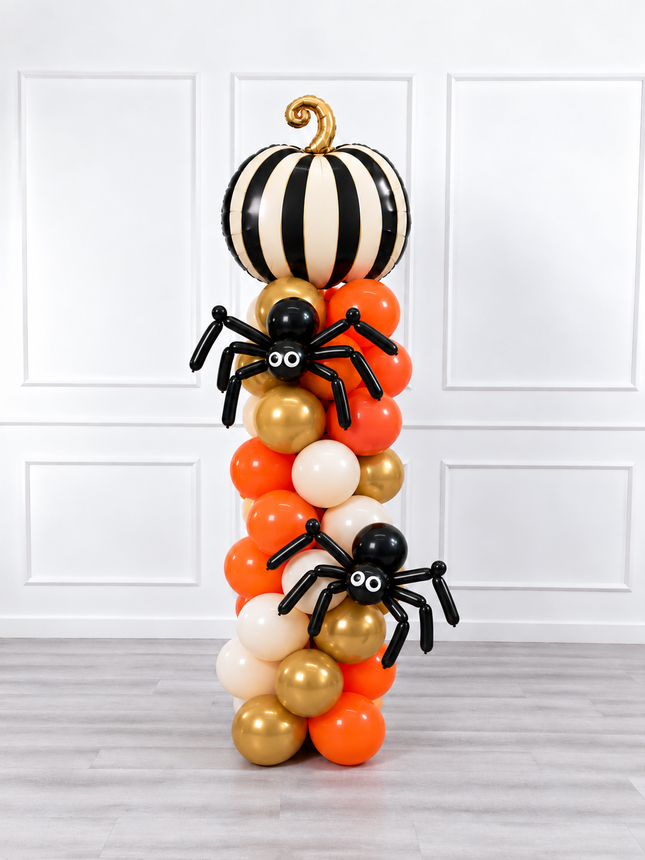Halloween - Classic Balloon Column - Elegant Pumpkin and Spiders - Orange