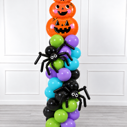 Halloween - Classic Balloon Column - Pumpkin Tower and Spiders - Vibrant Fun Blue