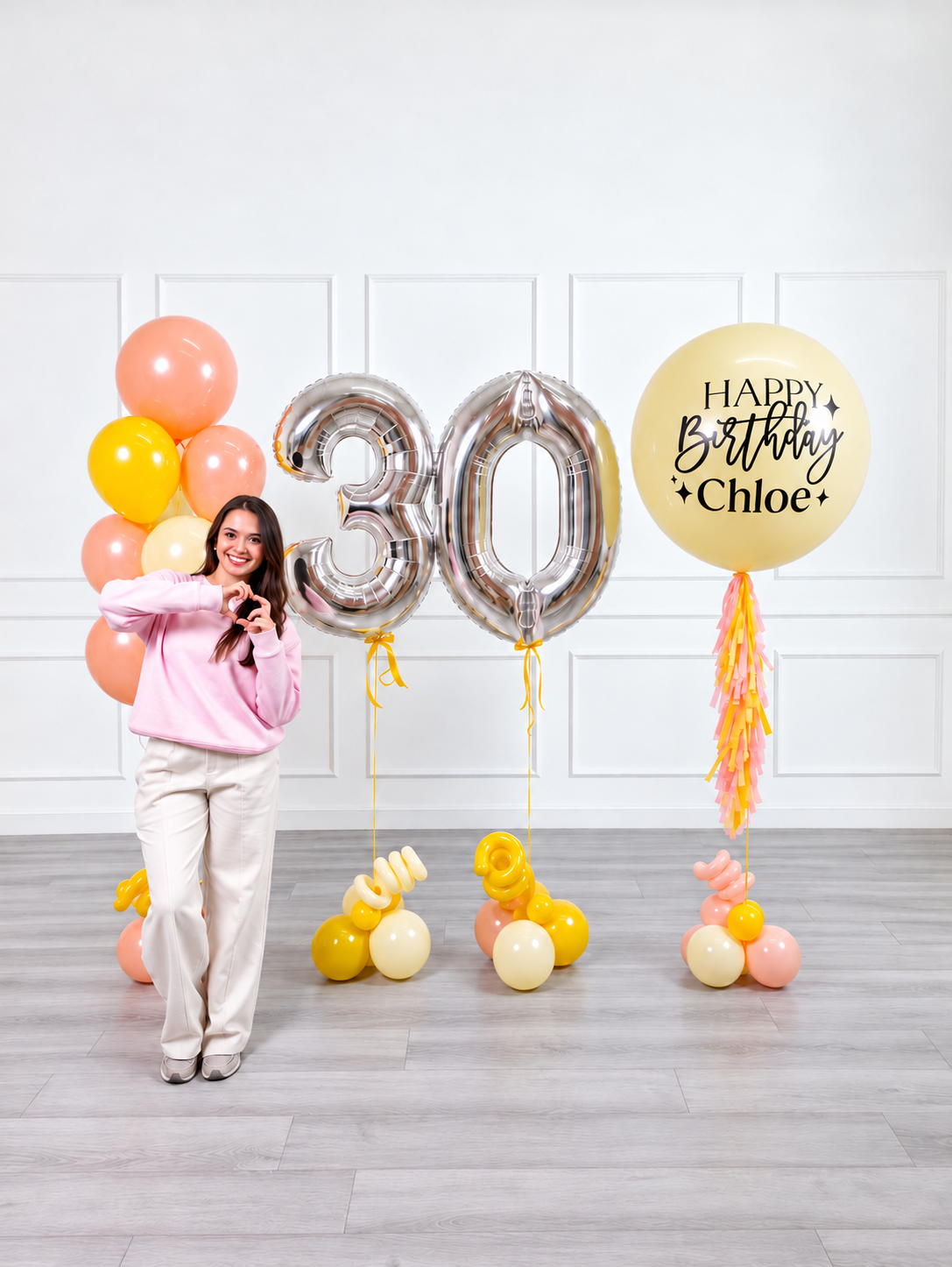 Ana Karina Balloons hello yellow personalized birthday balloon set deluxe, additional product image