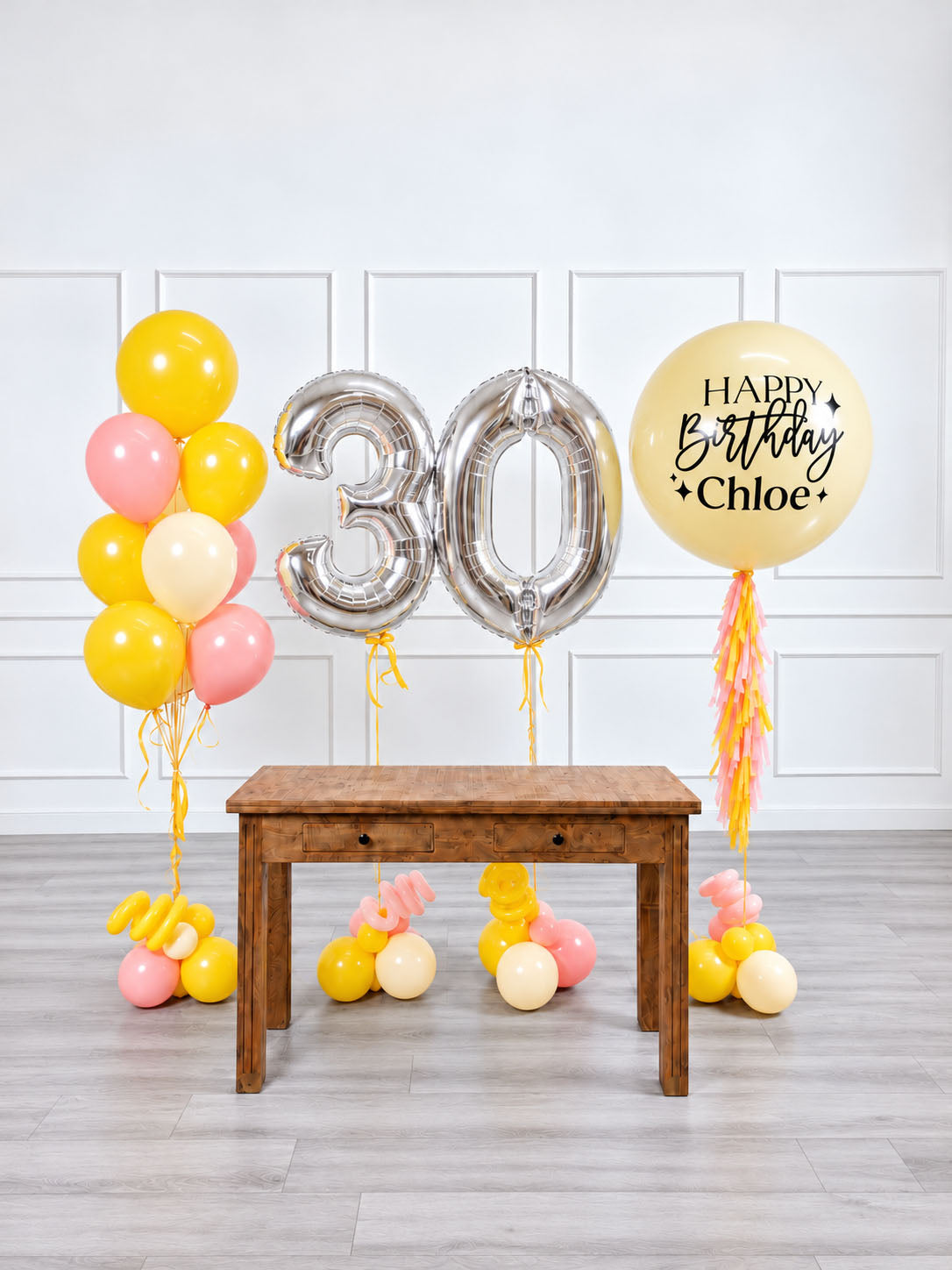 Ana Karina Balloons hello yellow personalized birthday balloon set deluxe, additional product image