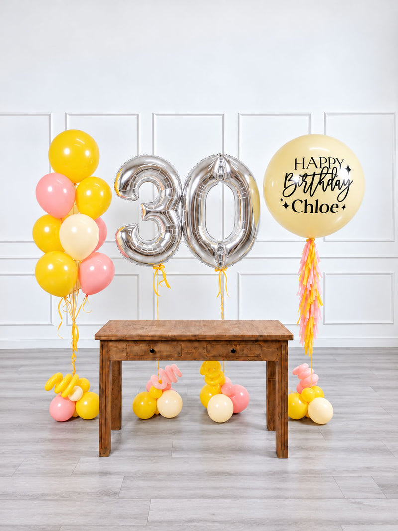 Ana Karina Balloons hello yellow personalized birthday balloon set deluxe, additional product image