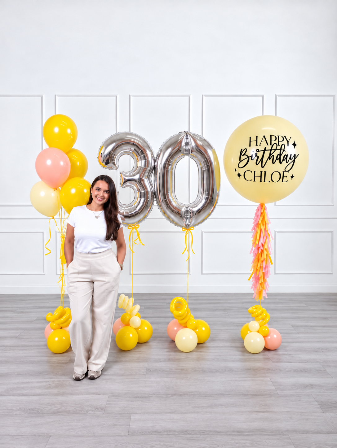Ana Karina Balloons hello yellow personalized birthday balloon set classic, additional product image