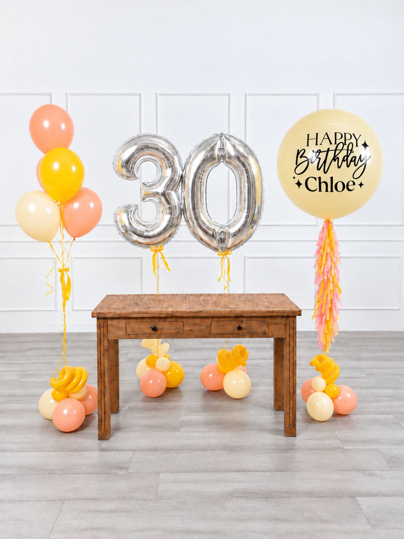 Ana Karina Balloons hello yellow personalized birthday balloon set classic, additional product image