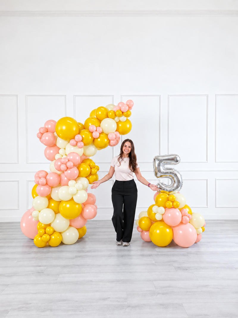 Ana Karina Balloons hello yellow freestanding balloon garland and number stack set, additional product image