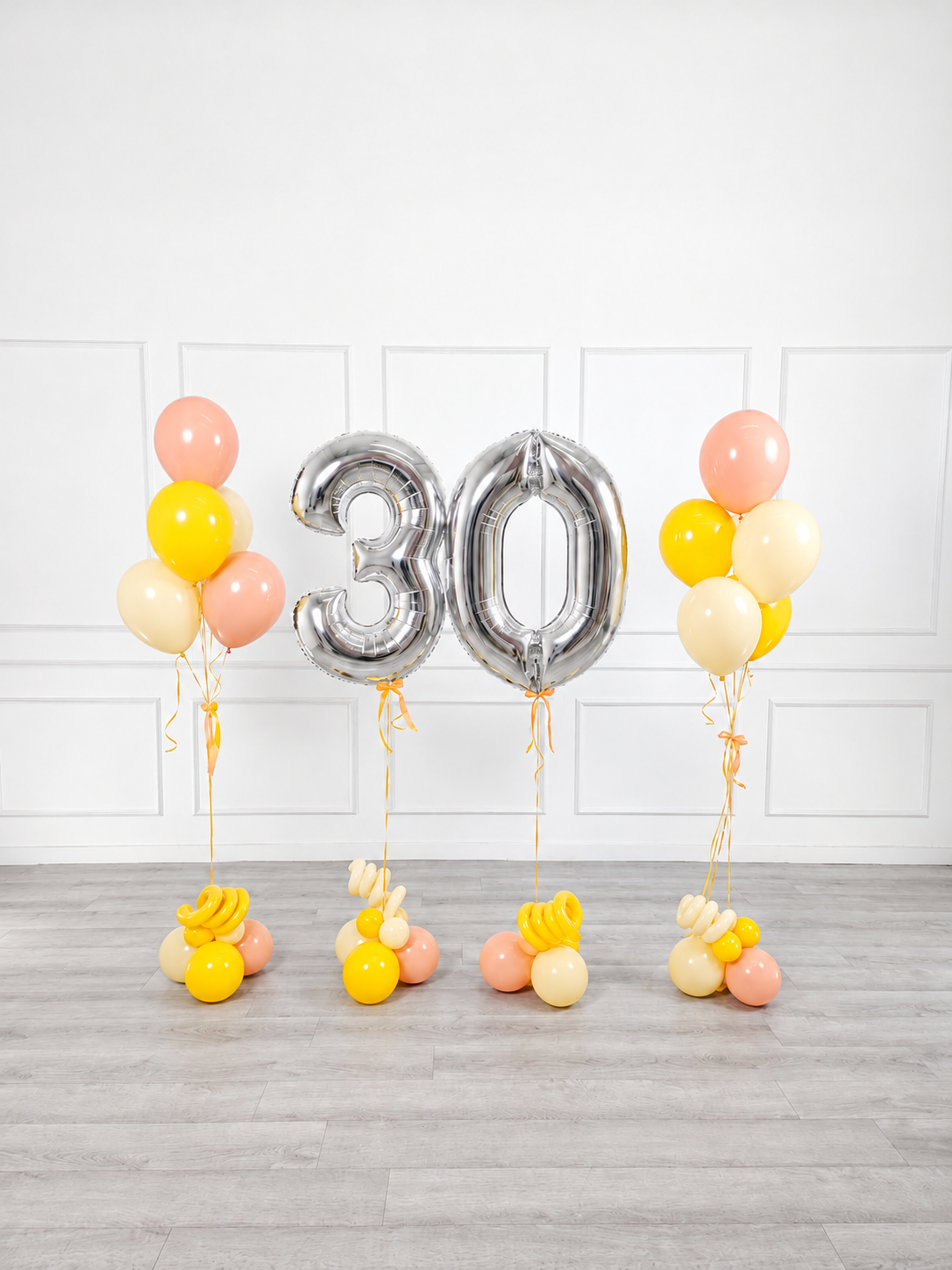 Ana Karina Balloons hello yellow milestone number and balloon bunches set