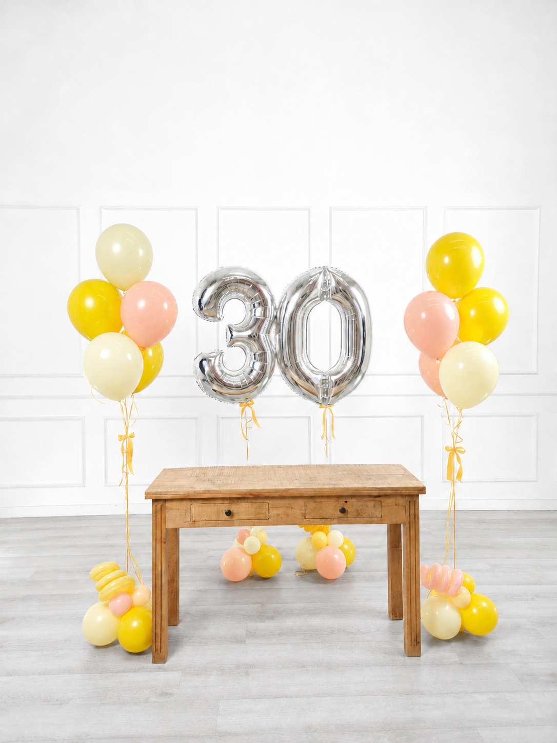 Ana Karina Balloons hello yellow milestone number and balloon bunches set, additional product image