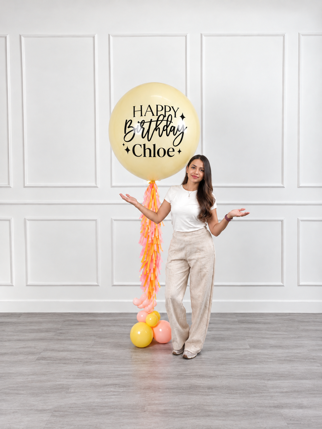 Ana Karina Balloons hello yellow personalized jumbo balloon, additional product image