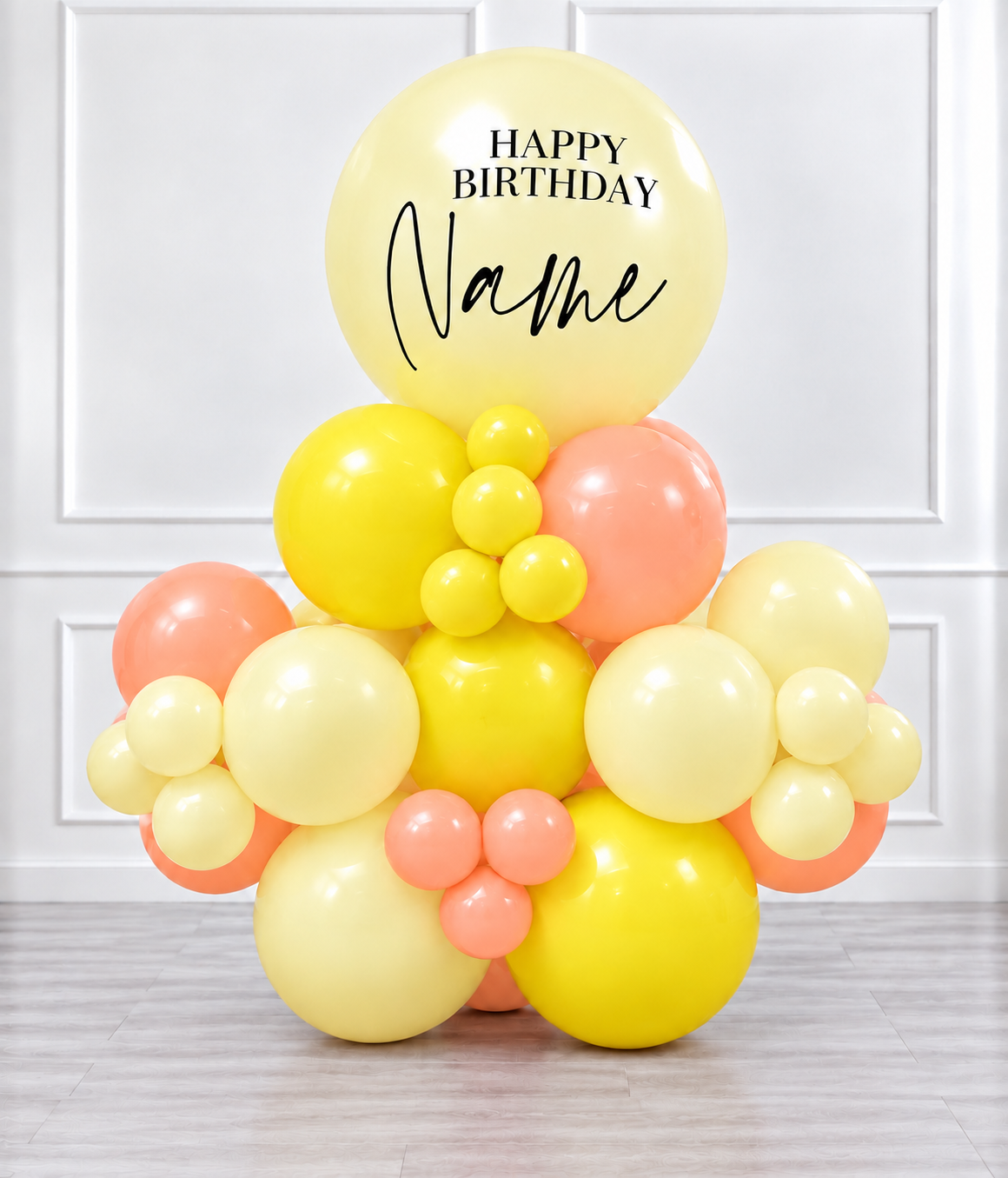Ana Karina Balloons hello yellow personalized stack balloons