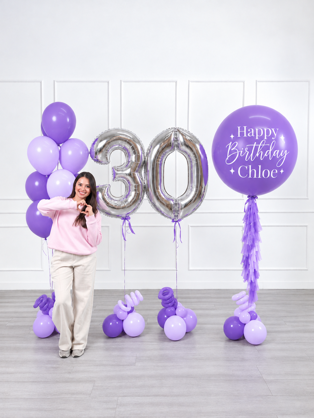 Ana Karina Balloons lilac garden personalized birthday balloon set deluxe, additional product image