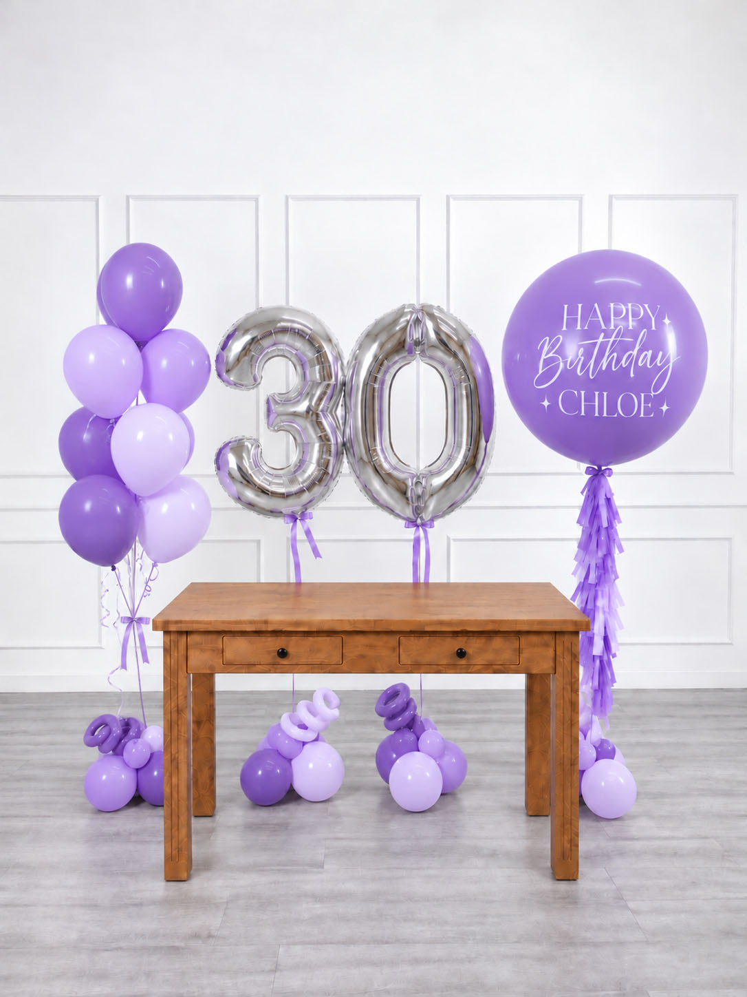 Ana Karina Balloons lilac garden personalized birthday balloon set deluxe, additional product image