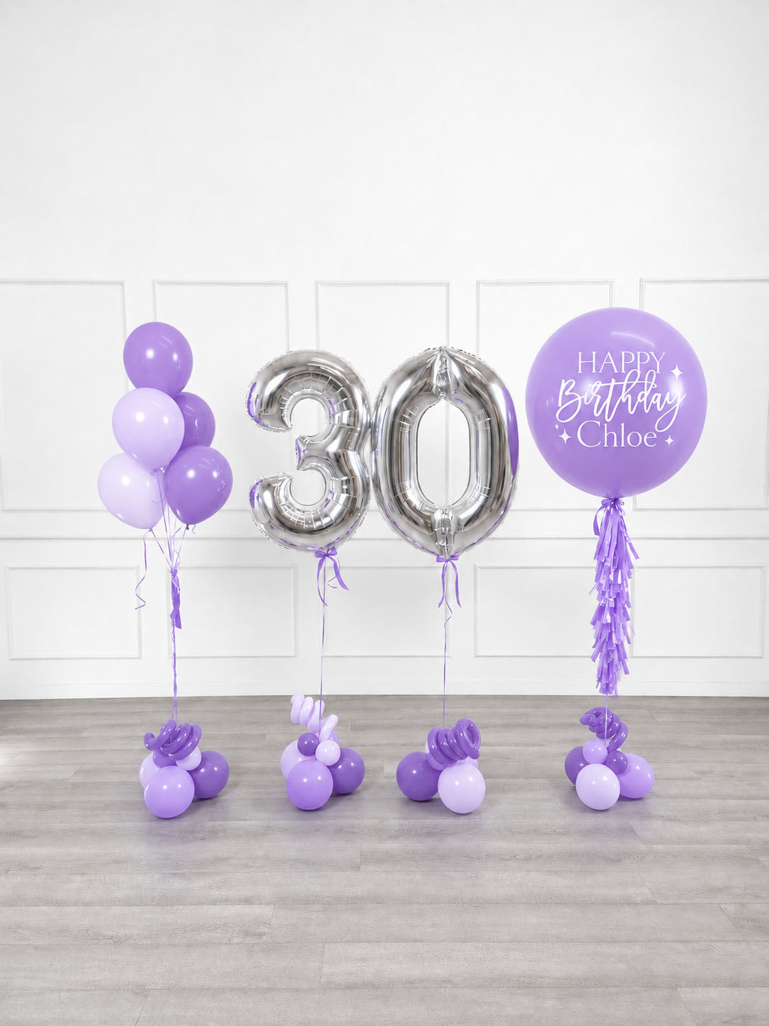 Ana Karina Balloons lilac garden personalized birthday balloon set classic