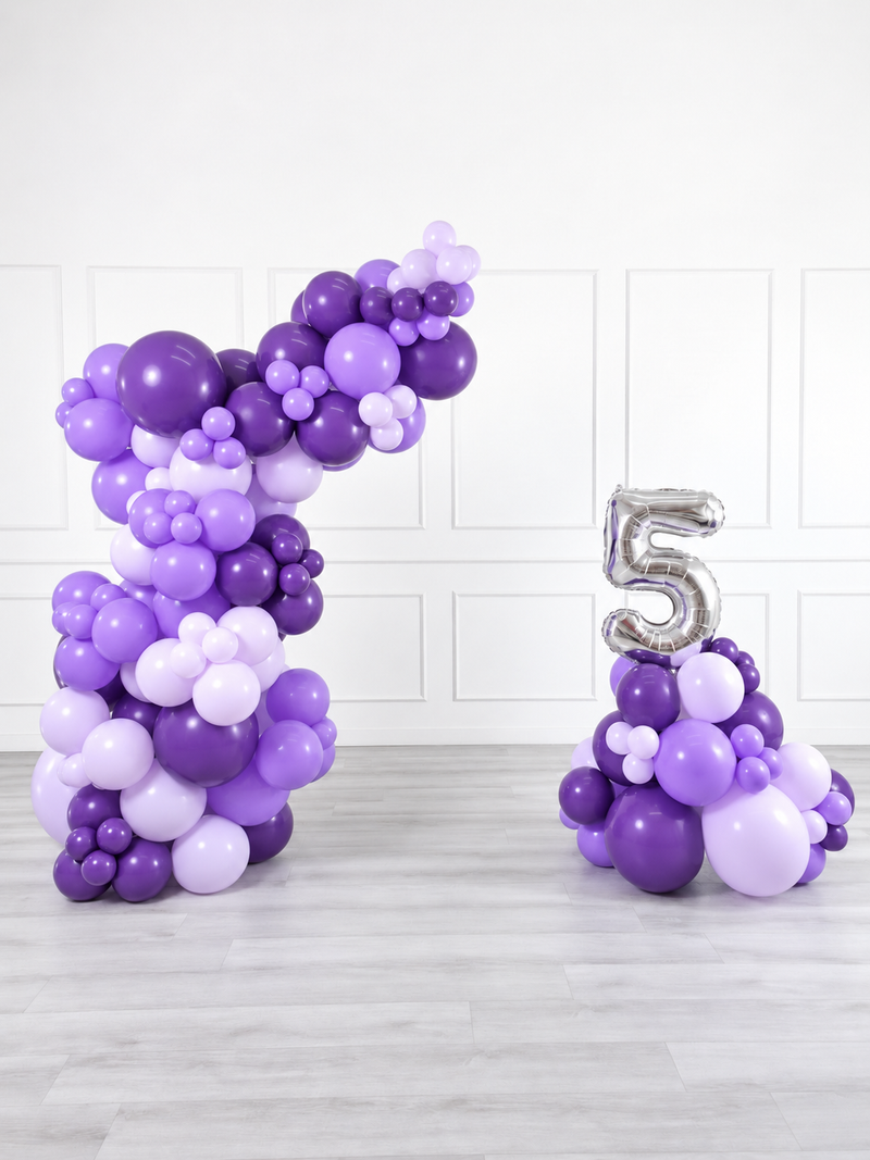 Ana Karina Balloons lilac garden freestanding balloon garland and number stack set