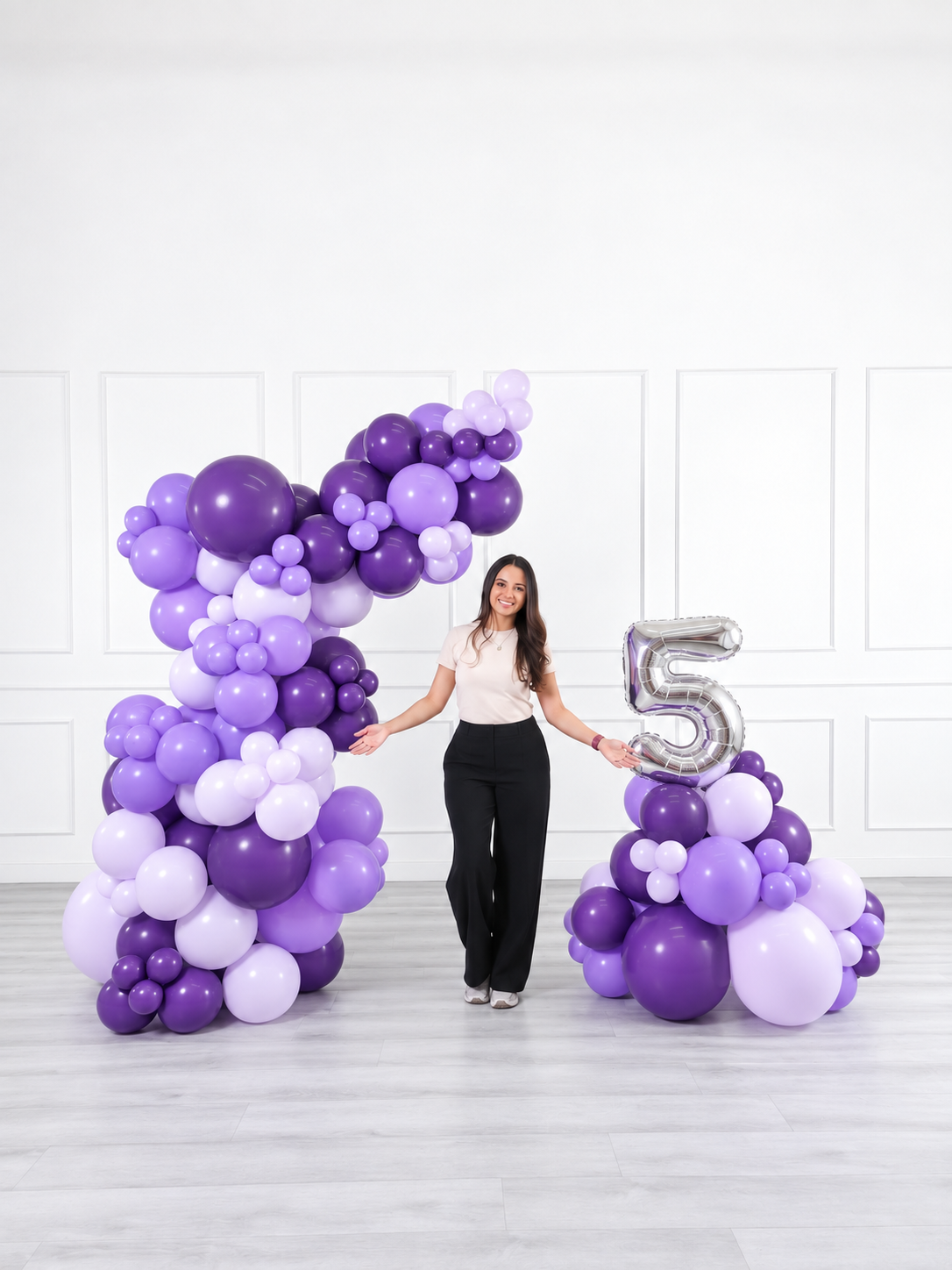 Ana Karina Balloons lilac garden freestanding balloon garland and number stack set, additional product image