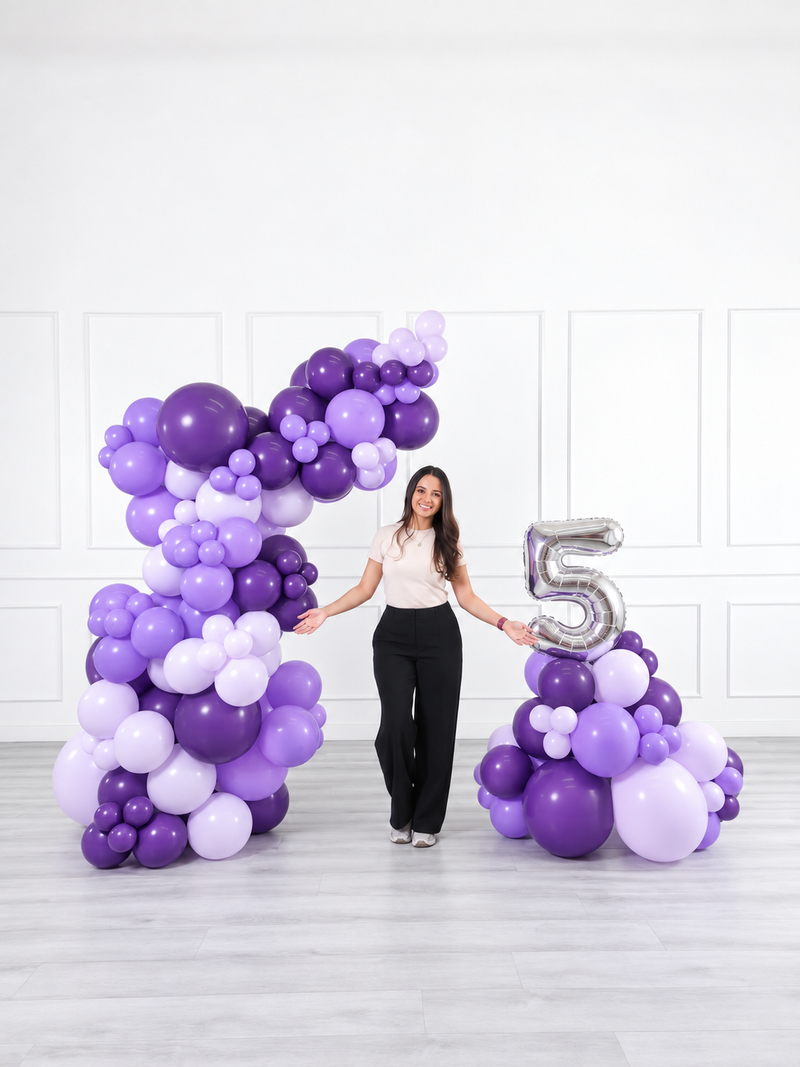 Ana Karina Balloons lilac garden freestanding balloon garland and number stack set, additional product image