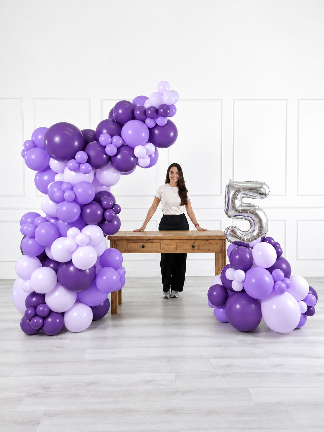 Ana Karina Balloons lilac garden freestanding balloon garland and number stack set, additional product image