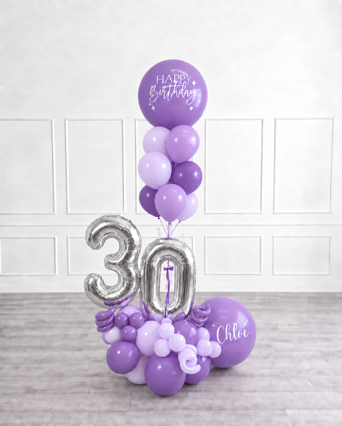 Ana Karina Balloons lilac garden personalized balloon bouquet with classic balloons