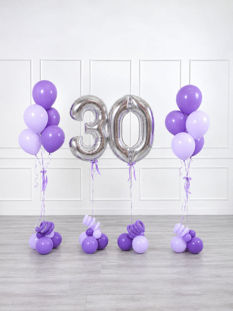 Ana Karina Balloons lilac garden milestone number and balloon bunches set