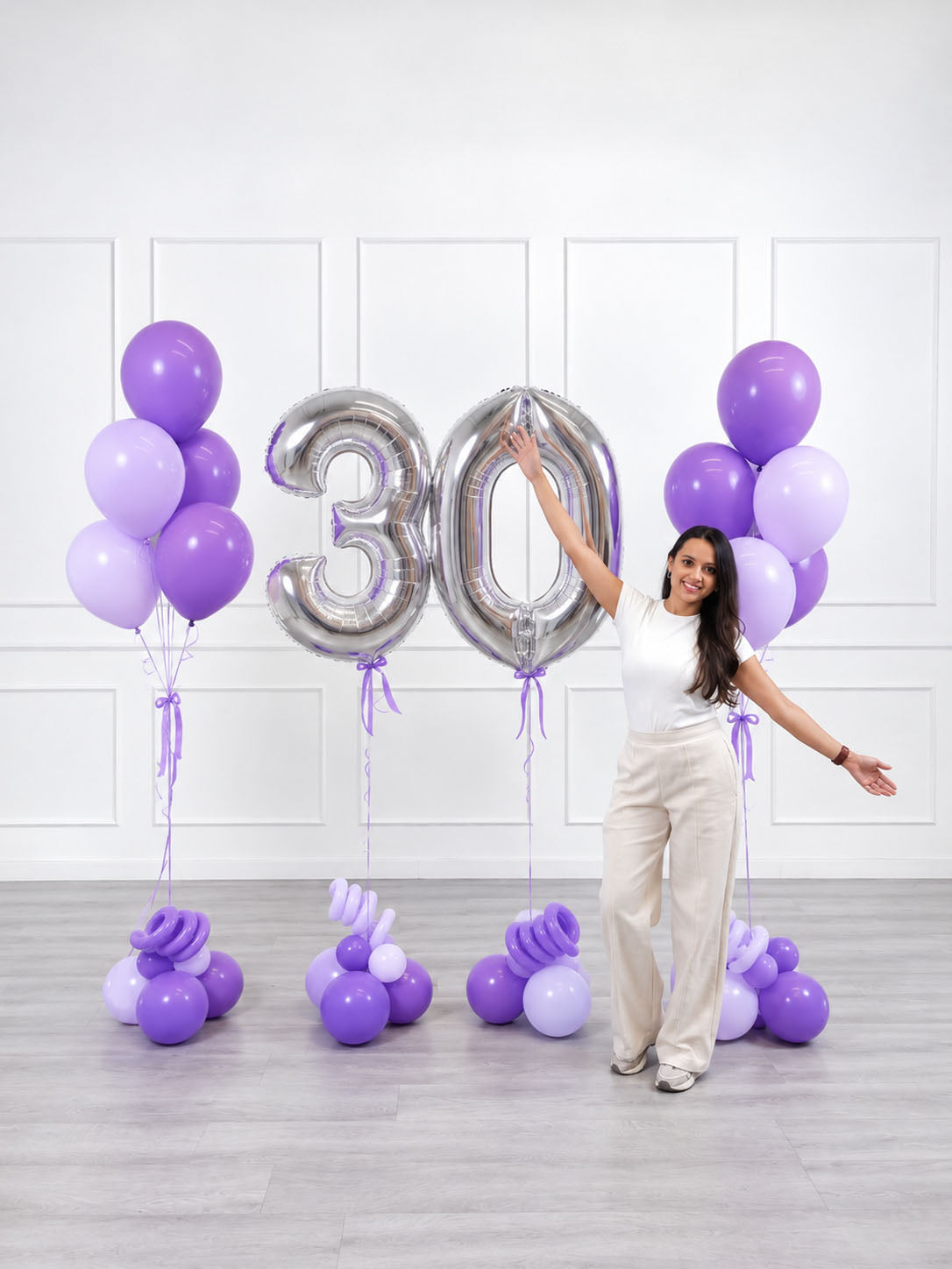 Ana Karina Balloons lilac garden milestone number and balloon bunches set, additional product image