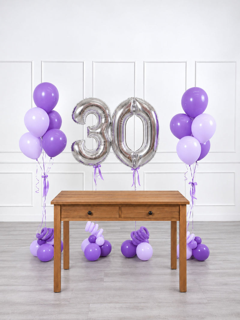 Ana Karina Balloons lilac garden milestone number and balloon bunches set, additional product image