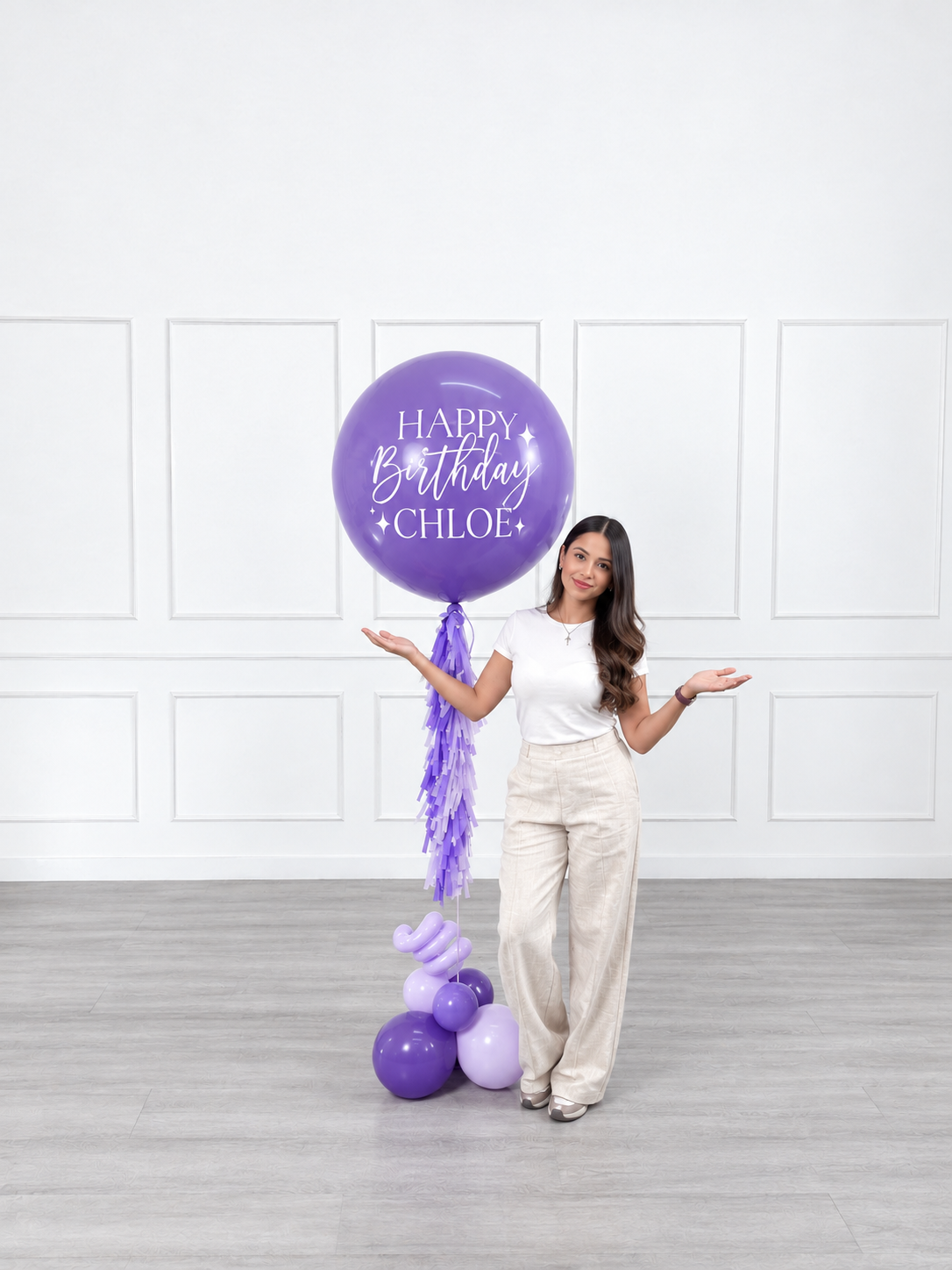 Ana Karina Balloons lilac garden personalized jumbo balloon, additional product image