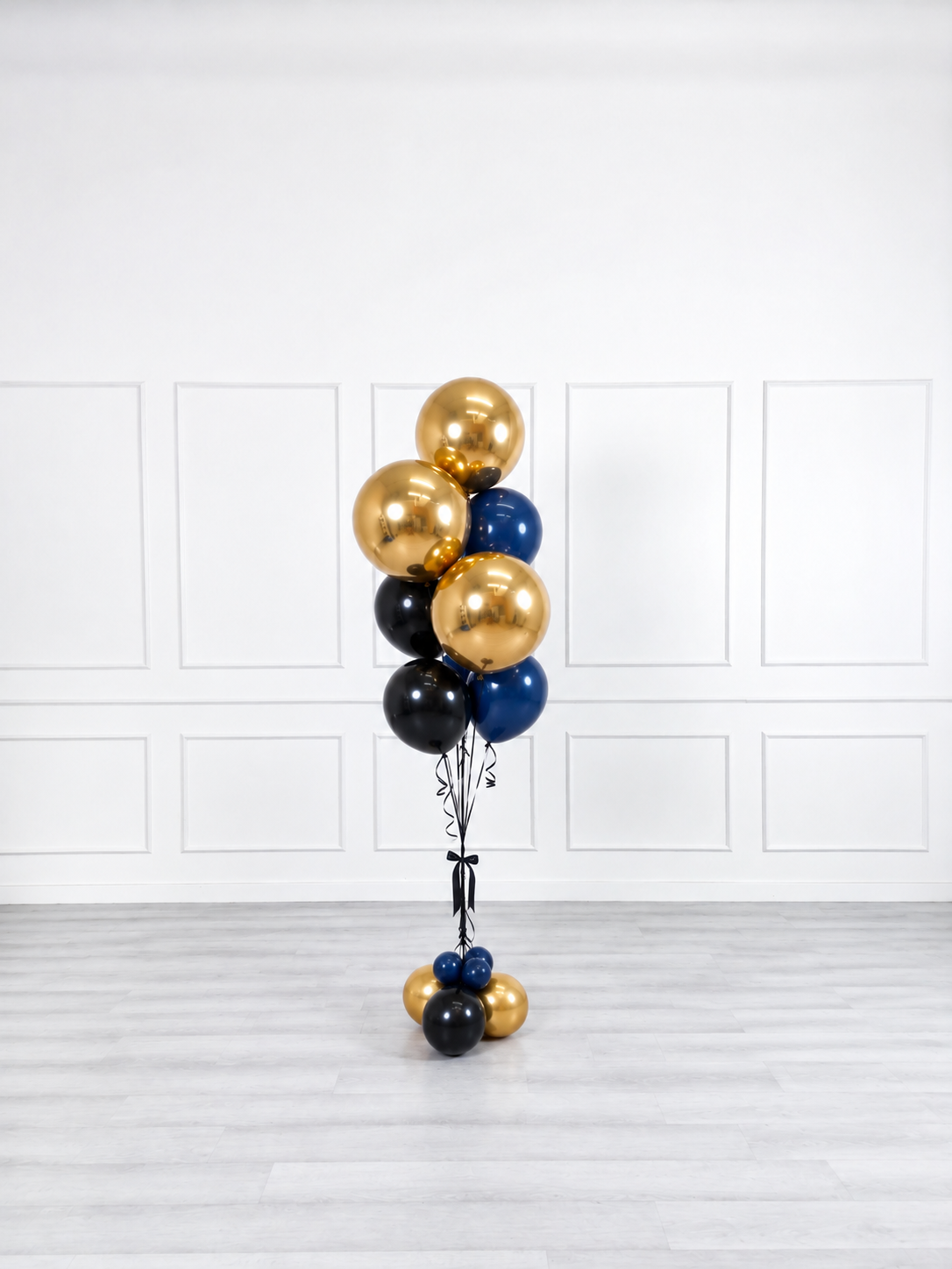 Ana Karina Balloons midnight gold balloon bunch orbz luxe