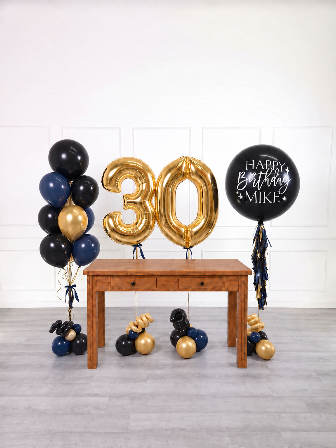 Ana Karina Balloons midnight gold personalized birthday balloon set deluxe, additional product image