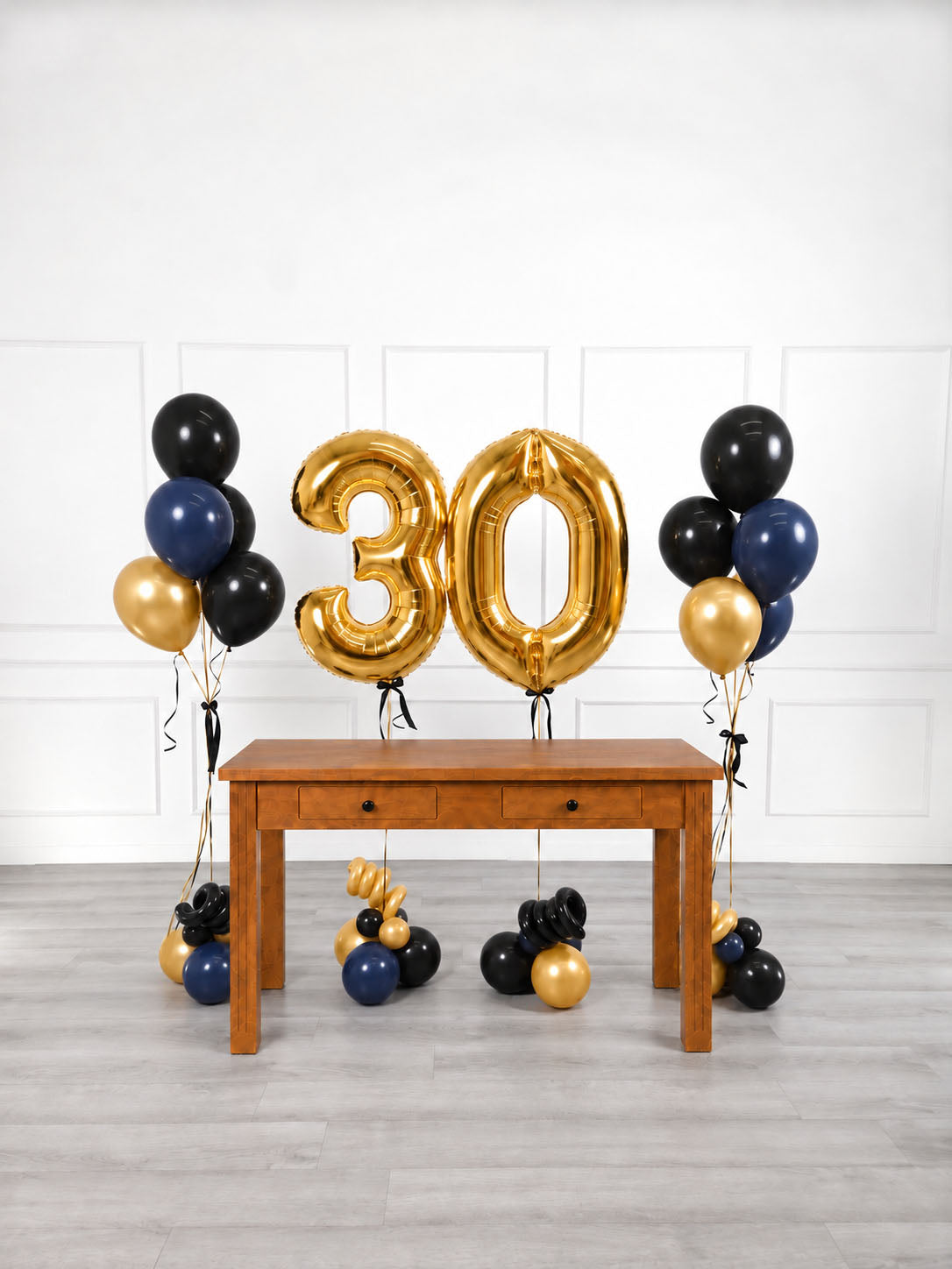 Ana Karina Balloons midnight gold milestone number and balloon bunches set, additional product image