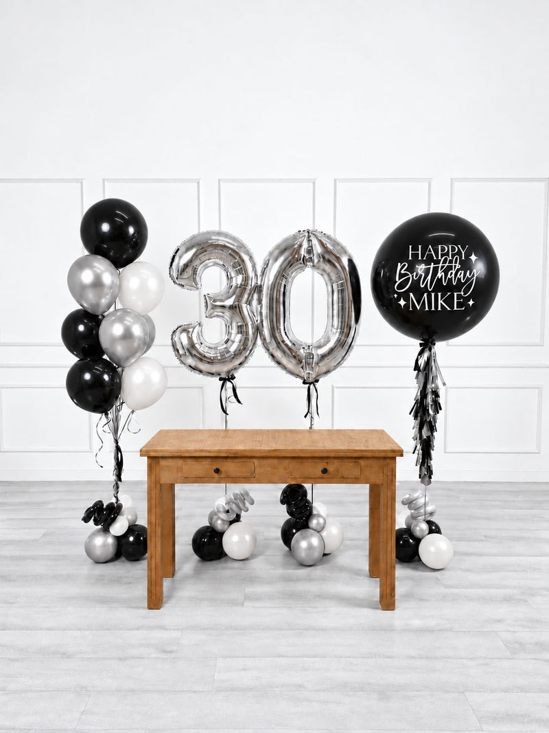 Ana Karina Balloons midnight luxe personalized birthday balloon set deluxe, additional product image