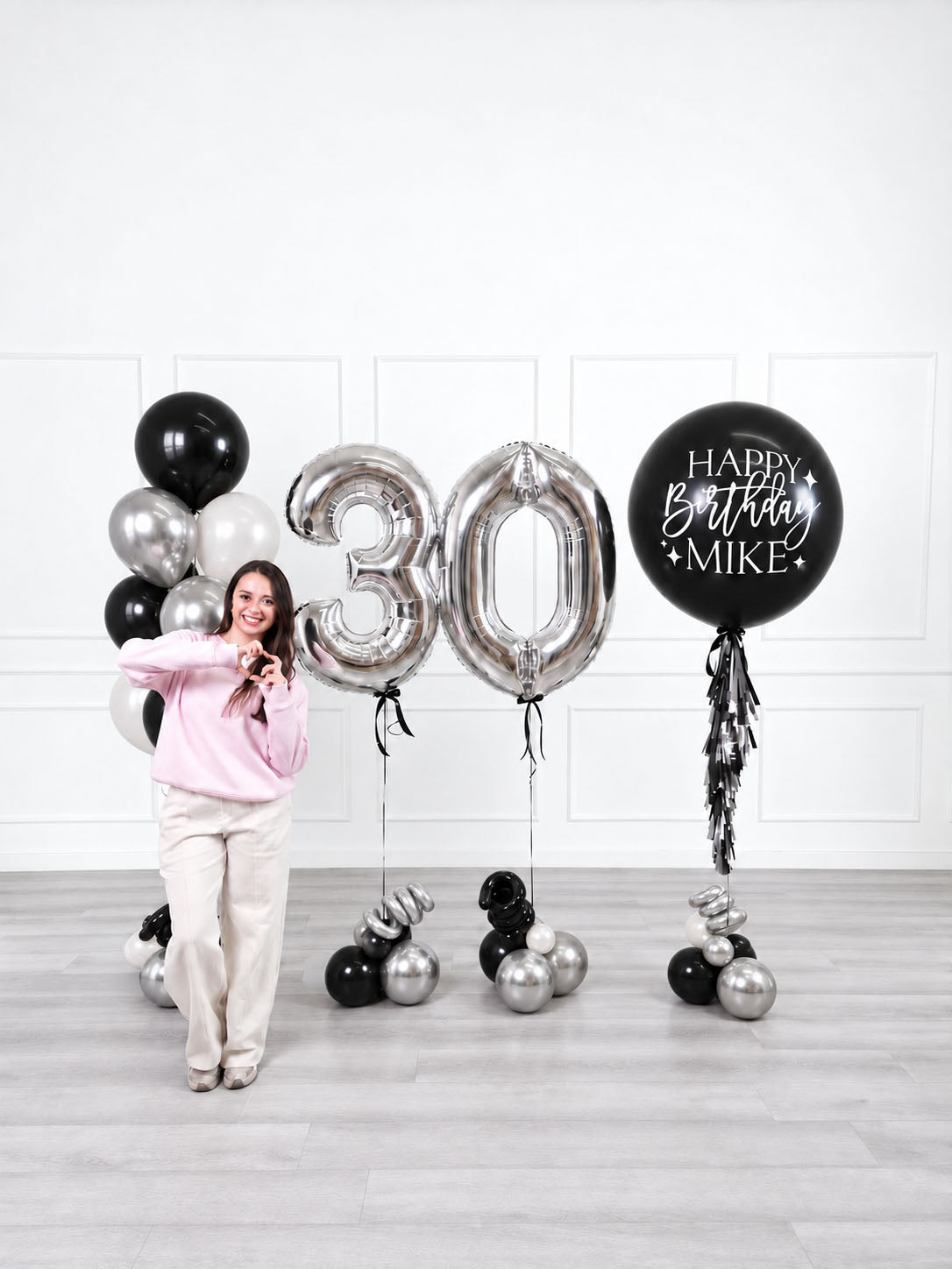 Ana Karina Balloons midnight luxe personalized birthday balloon set deluxe, additional product image