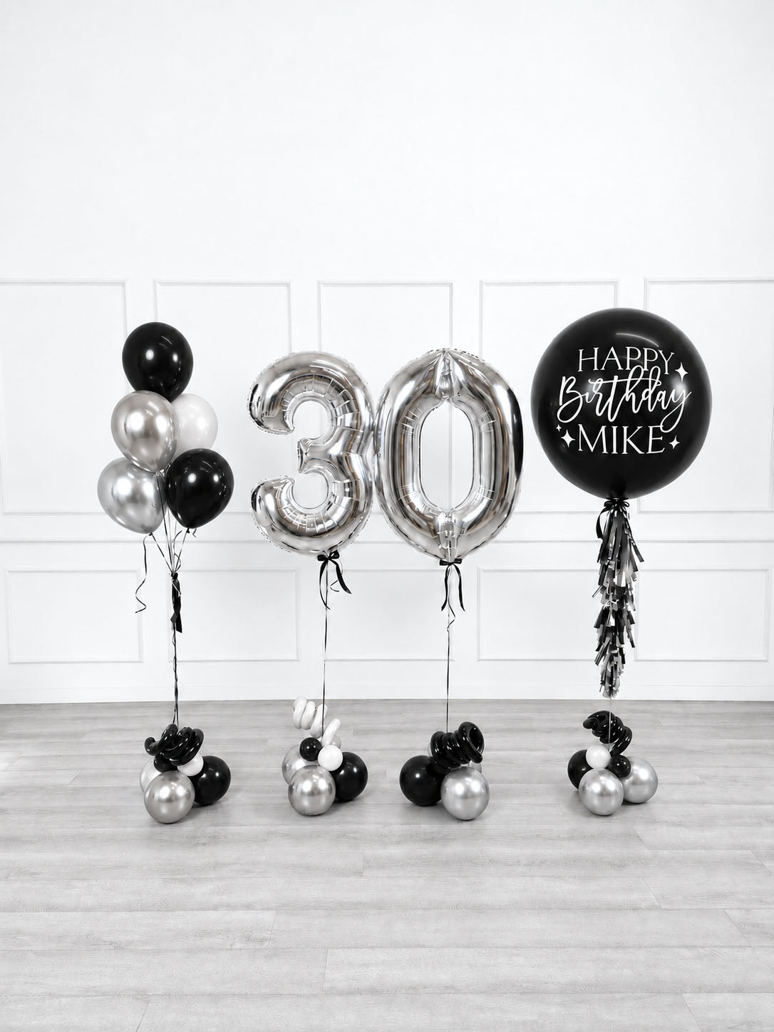 Ana Karina Balloons midnight luxe personalized birthday balloon set classic